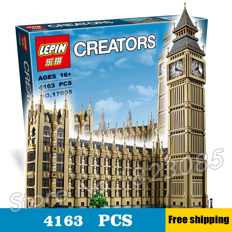 Image 4163pcs 17005 Creator Expert Brick Big Ben Building series Kit Model Blocks Toys Office structure Compatible With Lego