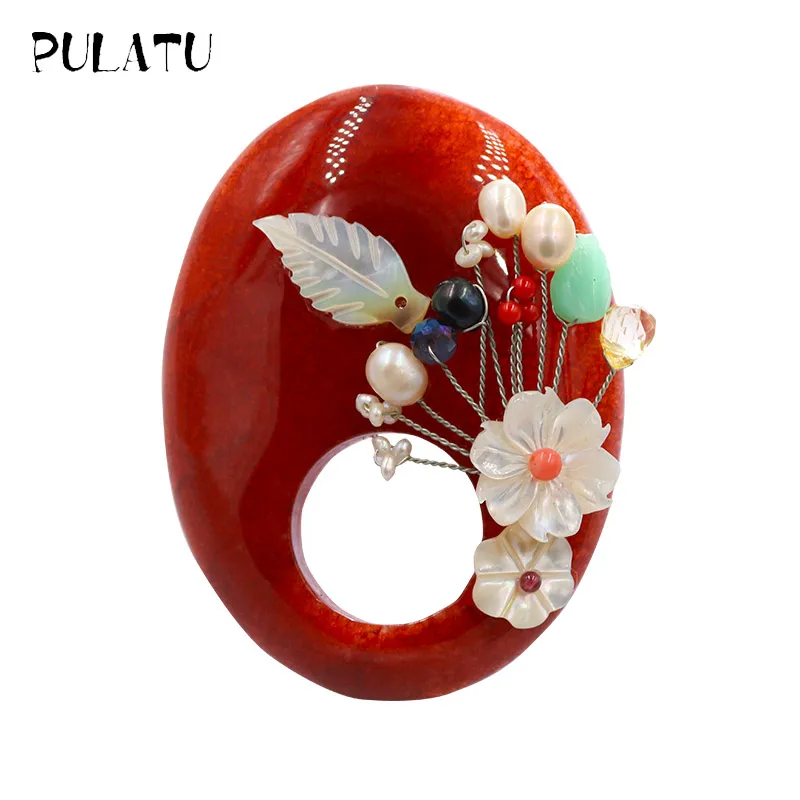 Pulatu Natural Stone Red Stone Brooch Pins Women Fashion Accessories Natural Shell Flower Leaves Pearl Crystal New Year Gifts
Pulatu Natural Stone Red Stone Brooch Pins Women Fashion Accessories Natural Shell Flower Leaves Pearl Crystal New Year Gifts