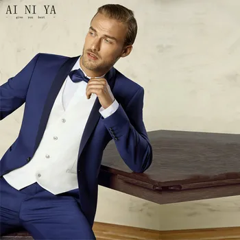 (Jacket+Pant+Vest+Tie) Custom Made Blue men suit New Style Groomsmen Wedding Men Suits Prom Fit Leisure Suits
(Jacket+Pant+Vest+Tie) Custom Made Blue men suit New Style Groomsmen Wedding Men Suits Prom Fit Leisure Suits