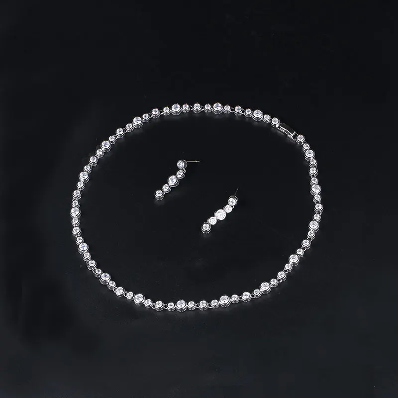 baiduqiandu Wedding Jewelry Round CZ Crystal Bridal Gifts Choker Necklace Push Back Earrings Set Women Party Accessories
baiduqiandu Wedding Jewelry Round CZ Crystal Bridal Gifts Choker Necklace Push Back Earrings Set Women Party Accessories