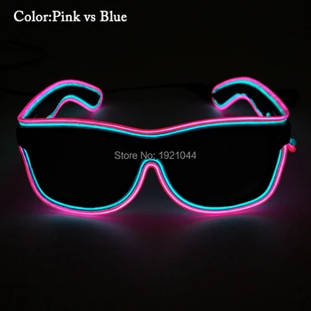 

DC-3V Steady on Inverter Carnival EL Wire Glowing Sunglasses Dance Flashing Glasses for Halloween party Supplies