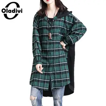 Oladivi Brand Apparel Plus Size Women Casual Loose Plaid Shirt Tops Fashion Ladies Hooded Blouses Spring Autumn Long Tunic Blusa
Oladivi Brand Apparel Plus Size Women Casual Loose Plaid Shirt Tops Fashion Ladies Hooded Blouses Spring Autumn Long Tunic Blusa