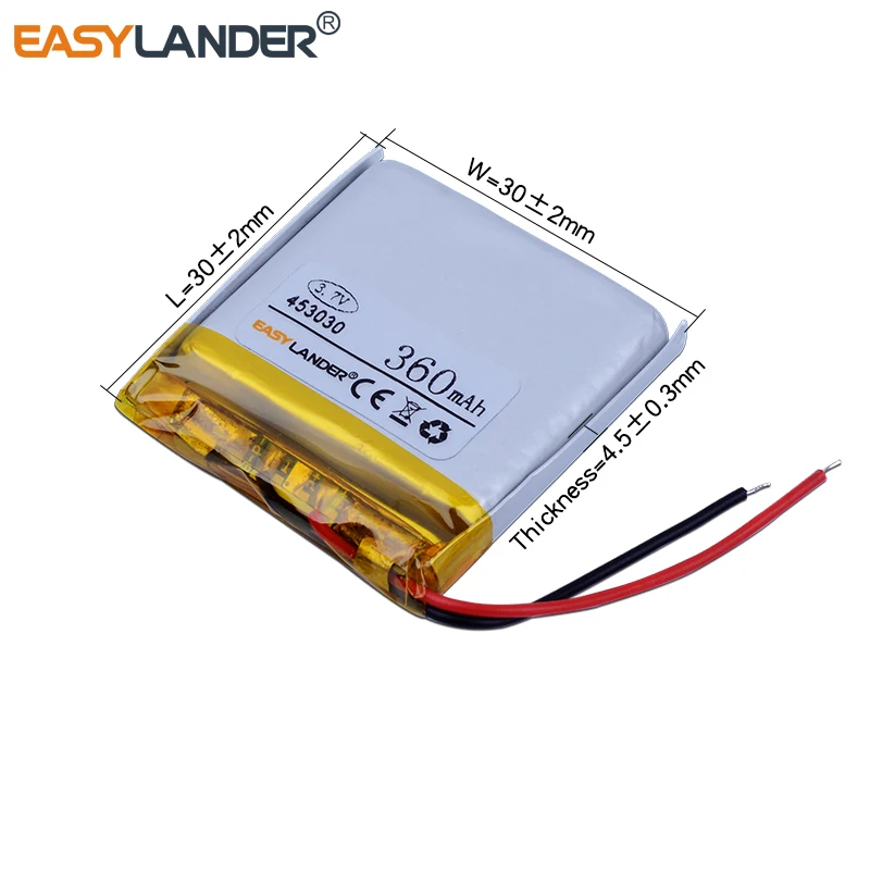 10pcs/Lot 3.7V 360mAh 453030 Rechargeable li Polymer Li-ion Battery For bluetooth Watch pen GPS PSP DVR MP3 MP4 MP5 speaker
10pcs/Lot 3.7V 360mAh 453030 Rechargeable li Polymer Li-ion Battery For bluetooth Watch pen GPS PSP DVR MP3 MP4 MP5 speaker