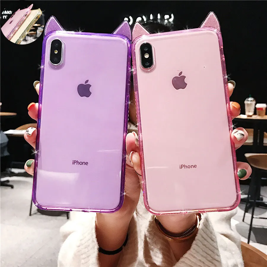 Cute Cat Ear Diamond Case for Para iPhone 6 6s 7 8 Plus X XS MAX XR Glitter Bling Transparent Soft TPU Silicone Cover Cases
Cute Cat Ear Diamond Case for Para iPhone 6 6s 7 8 Plus X XS MAX XR Glitter Bling Transparent Soft TPU Silicone Cover Cases