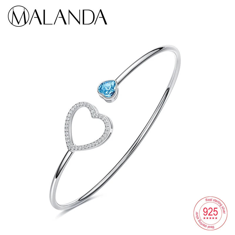 MALANDA Sterling Silver Crystal From Swarovski Bracelets Bangles For Women Fashion Double Heart Open Bracelet Wedding Jewelry
MALANDA Sterling Silver Crystal From Swarovski Bracelets Bangles For Women Fashion Double Heart Open Bracelet Wedding Jewelry