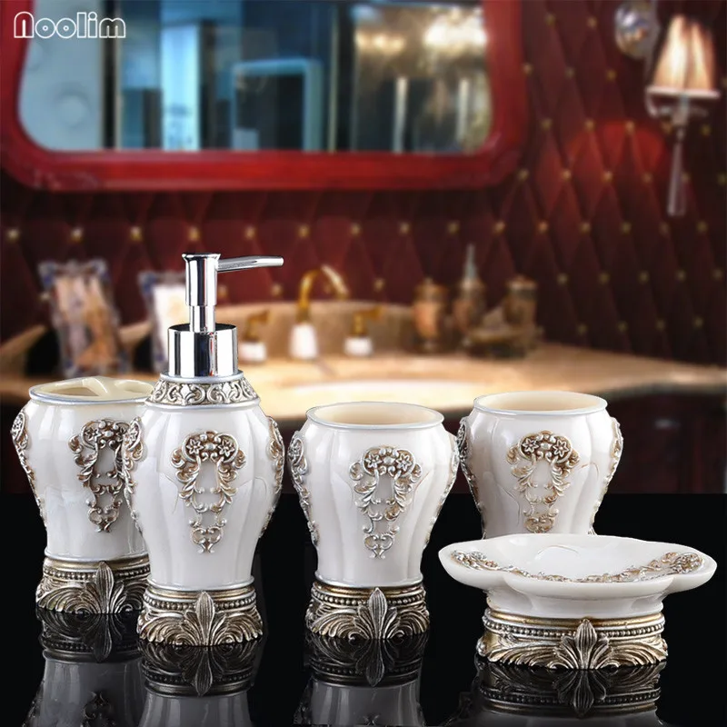 NOOLIM China Luxury 5pcs 6pcs/set Household Wash Brush Cup Liquid Soap Dispensers Soap Dishes Bathroom Set Accessories As Gift
NOOLIM China Luxury 5pcs 6pcs/set Household Wash Brush Cup Liquid Soap Dispensers Soap Dishes Bathroom Set Accessories As Gift