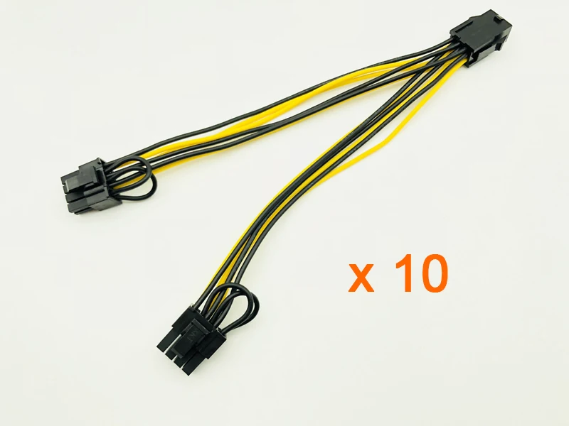 

10PCS 6pin PCI Express to PCIe Dual 8pin Cable Motherboard Graphics Video Card PCI-e GPU VGA Splitter Hub Power Cable for Mining