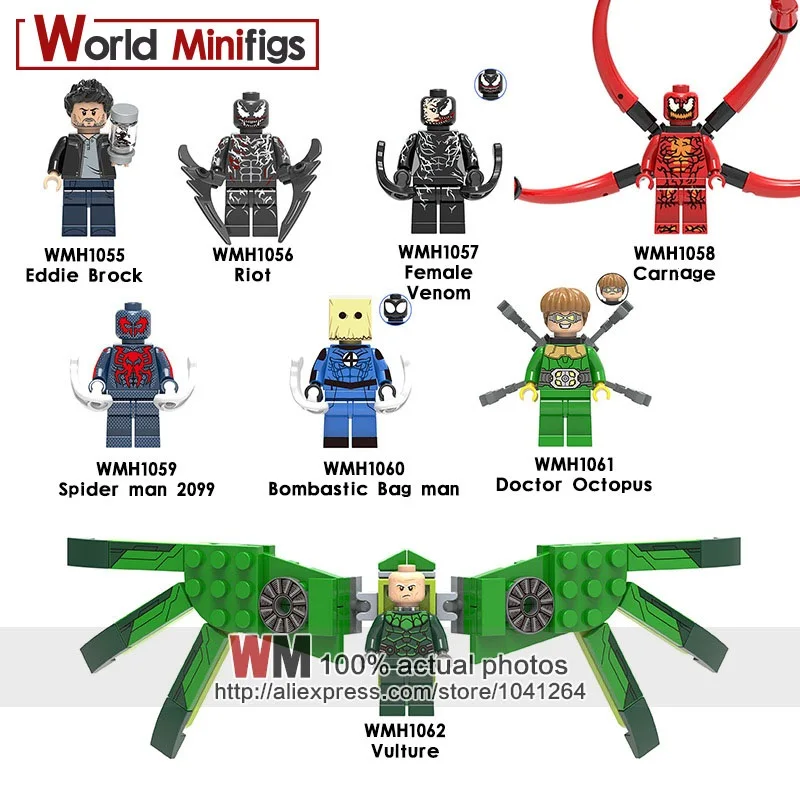 Single Sale Building Blocks Super Heroes Marvel Carnage Spiderman Bombastic Doctor Octopus Spiderm-man 2099 Children Toys Gift
Single Sale Building Blocks Super Heroes Marvel Carnage Spiderman Bombastic Doctor Octopus Spiderm-man 2099 Children Toys Gift