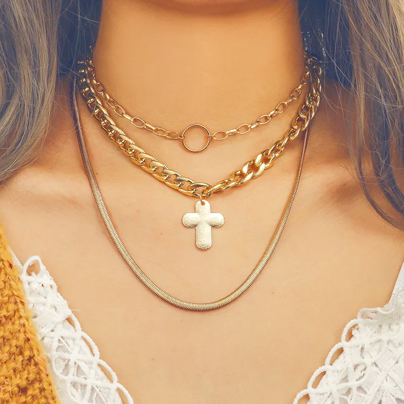 Punk Vintage Multilayer Snake Chain Cross Pendant Necklaces Women Thick Chain Choker Round Clavicle Necklace Jewelry YN264
Punk Vintage Multilayer Snake Chain Cross Pendant Necklaces Women Thick Chain Choker Round Clavicle Necklace Jewelry YN264