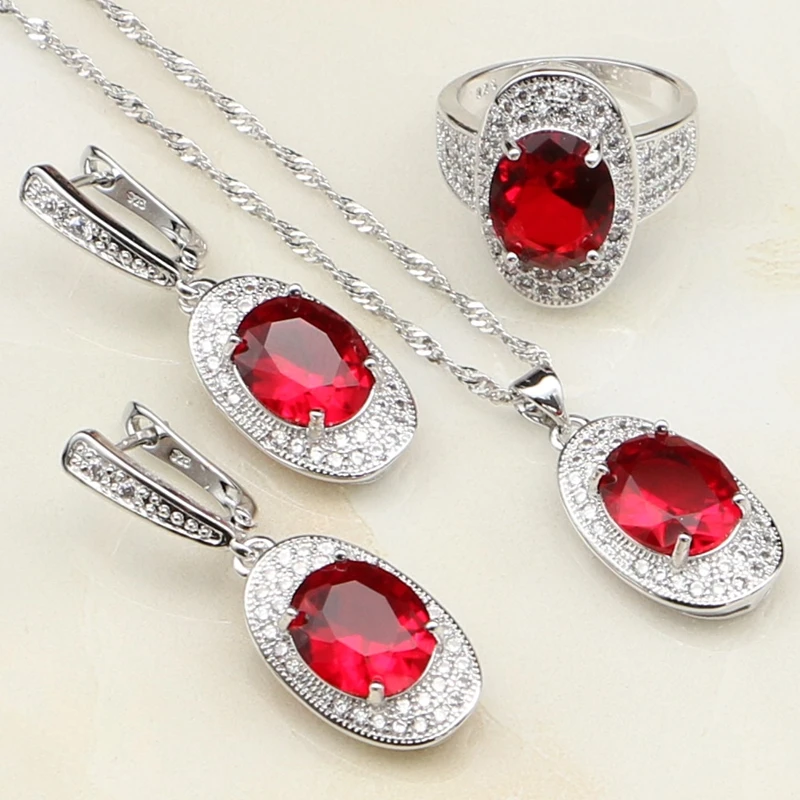 925 Sterling Silver Jewelry Red Cubic Zirconia White CZ Costume Jewelry Sets For Women Wedding Earrings/Pendant/Necklace/Ring
925 Sterling Silver Jewelry Red Cubic Zirconia White CZ Costume Jewelry Sets For Women Wedding Earrings/Pendant/Necklace/Ring