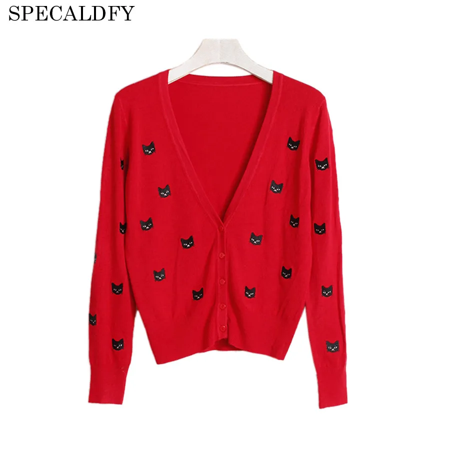 2018 Autumn Winter Coat Women Long Sleeve V-Neck Cute Cats Embroidery Cardigan Feminino Luxury Brand Sweater Coats Pull Femme
2018 Autumn Winter Coat Women Long Sleeve V-Neck Cute Cats Embroidery Cardigan Feminino Luxury Brand Sweater Coats Pull Femme