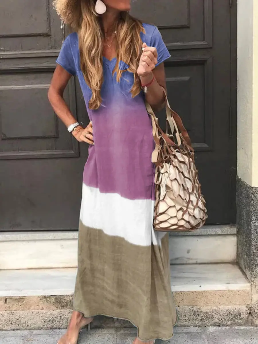3XL Women Summer Patchwork Gradient Color Long Dress Vestido Female Robe Casual Party Dress Plus Size
3XL Women Summer Patchwork Gradient Color Long Dress Vestido Female Robe Casual Party Dress Plus Size