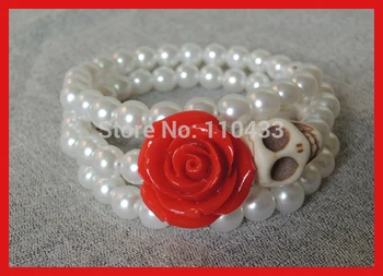3 hoop Sugar Skull Bracelet Red Rose White skeleton cuff Day Of The Dead Wedding Jewelry BF153
3 hoop Sugar Skull Bracelet Red Rose White skeleton cuff Day Of The Dead Wedding Jewelry BF153