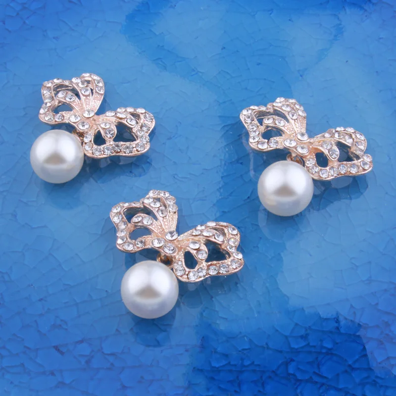 butterfly Pearl crystal button 2