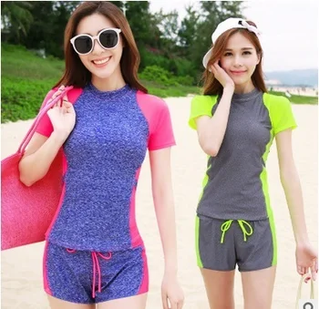 Women Short Sleeve Surf Shirt Trunks Diving Suit UPF50+ Swimwear Surfing Snorkeling Windsurf Sports Tights Bathing Top Trunks 
Women Short Sleeve Surf Shirt Trunks Diving Suit UPF50+ Swimwear Surfing Snorkeling Windsurf Sports Tights Bathing Top Trunks