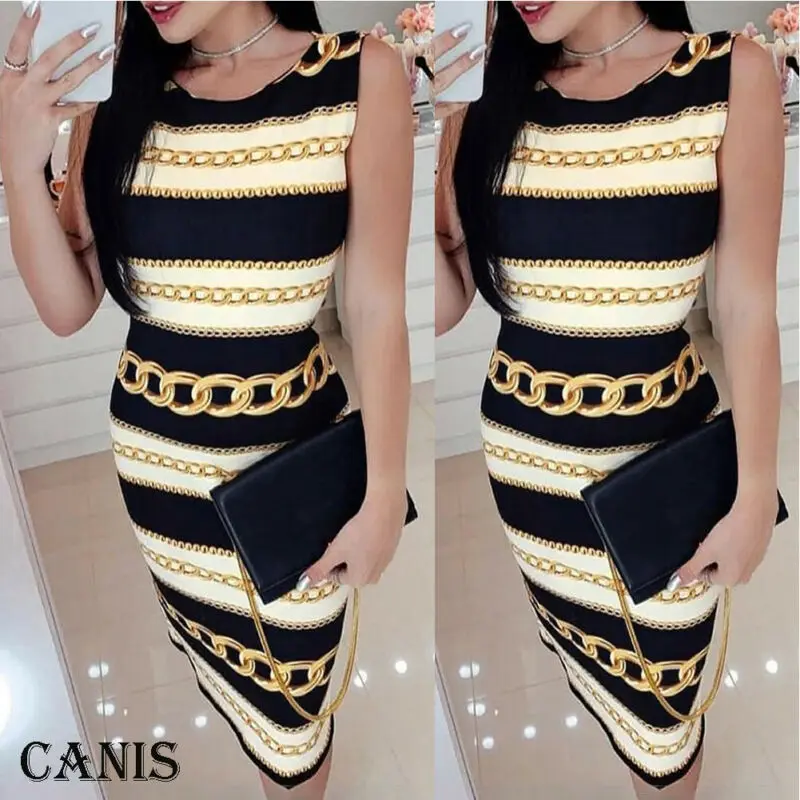 2019 Women Sexy Fashion Sleeveless Summer Boho Slim Chain Printed Beach Party Bodycon Beach Dress Hot Sale
2019 Women Sexy Fashion Sleeveless Summer Boho Slim Chain Printed Beach Party Bodycon Beach Dress Hot Sale