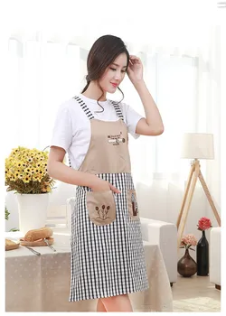 

1PC Korean Embroidery Strap Home Furnishing Happytree Kitchen Apron Anti Oil Three Tree Fashion Linen Cotton Apron ND 012