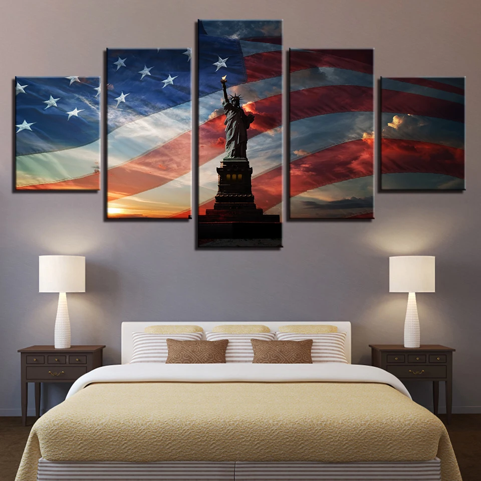 Modular Canvas Paintings Living Room Wall Art Framework 5 Pieces Statue Of Liberty American Flag Pictures HD Prints Poster Decor
Modular Canvas Paintings Living Room Wall Art Framework 5 Pieces Statue Of Liberty American Flag Pictures HD Prints Poster Decor