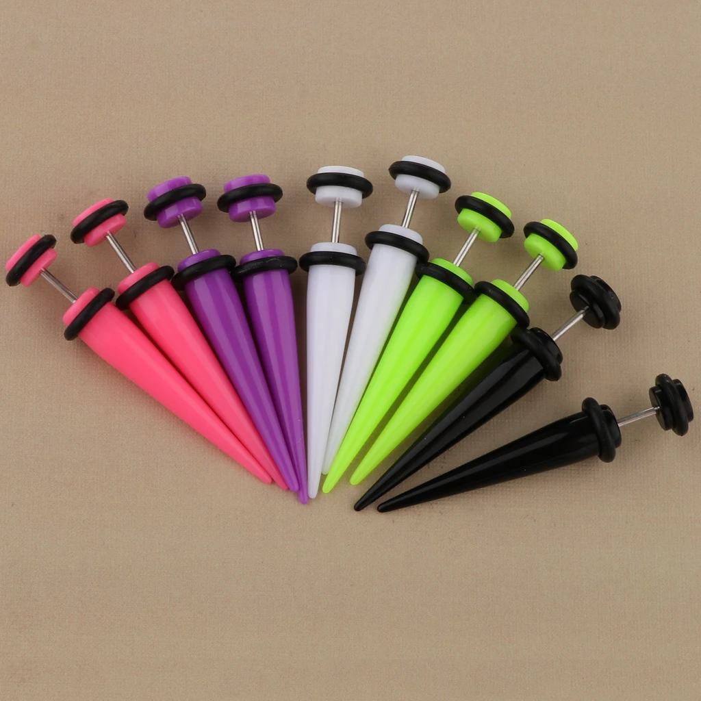 MagiDeal 10Pcs 18G Fake Cheater Ear Taper Stretcher Plugs Stretching Tunnels