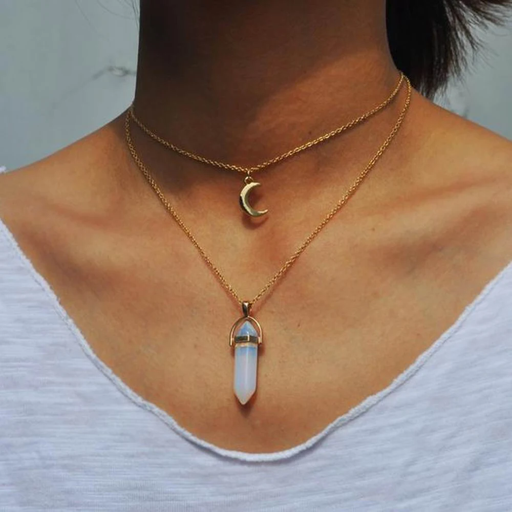 8 Colors Multilayer Lucky Energy Crystal Hexagonal Prism Bullet Natural Stone Moon Quartz Choker Necklaces Hippie Jewelry
8 Colors Multilayer Lucky Energy Crystal Hexagonal Prism Bullet Natural Stone Moon Quartz Choker Necklaces Hippie Jewelry