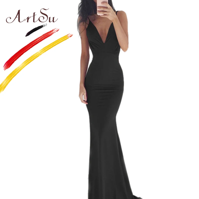 ArtSu Elegant Spaghetti Strap V-Neck Slim Maxi Party Dress 2017 Women Full Backless Floor-Length Mermaid Dress Vestido De Festa
ArtSu Elegant Spaghetti Strap V-Neck Slim Maxi Party Dress 2017 Women Full Backless Floor-Length Mermaid Dress Vestido De Festa