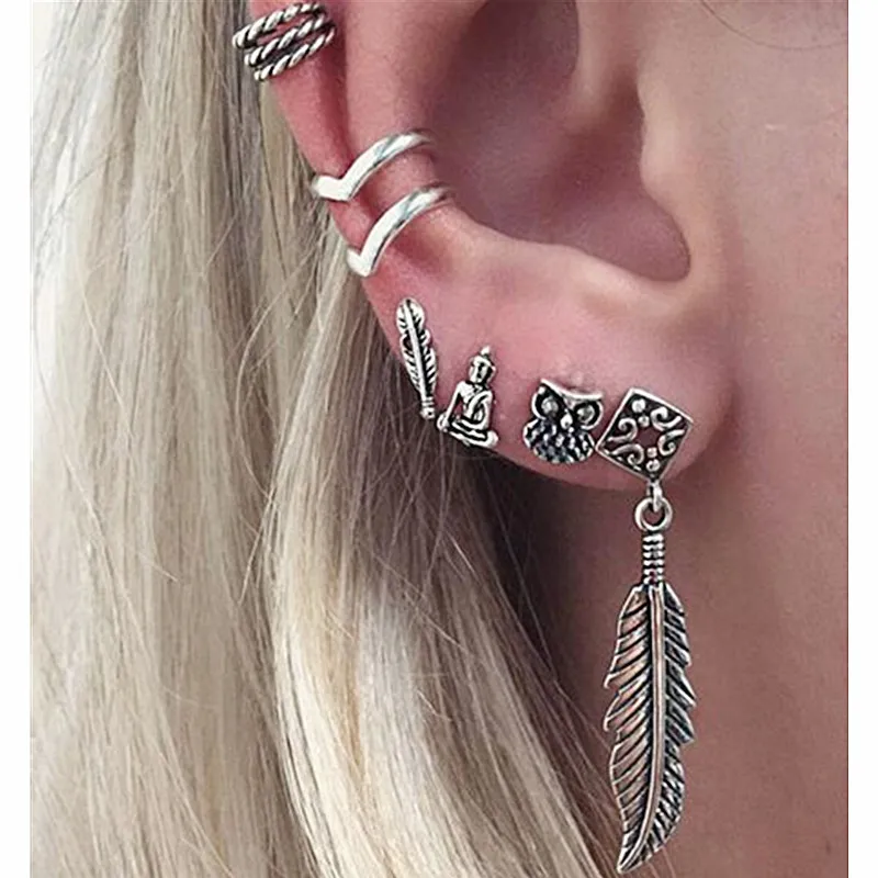 6PCS Owl Boho Owl Earrings Antique Leaves Tibetan Buddha Silver Earrings For Women New Beach Vintage Jewelry
6PCS Owl Boho Owl Earrings Antique Leaves Tibetan Buddha Silver Earrings For Women New Beach Vintage Jewelry