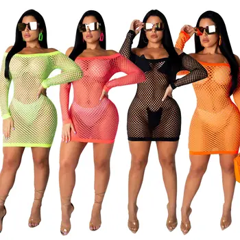 Solid 4 Colors Fishnet Cover Up Female Bikini Cover-ups Long Sleeve Mesh Beach Dress for Women Sexy Swimming Dresses
Solid 4 Colors Fishnet Cover Up Female Bikini Cover-ups Long Sleeve Mesh Beach Dress for Women Sexy Swimming Dresses