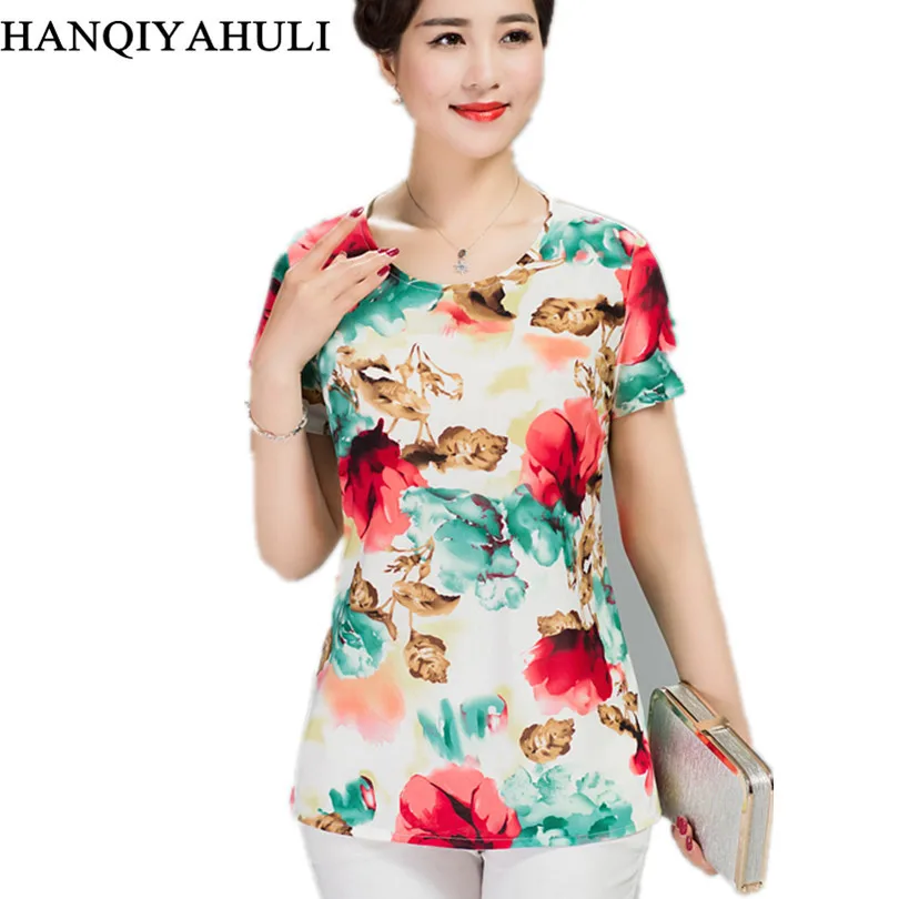 Women T Shirt 2018 Plus Size tshirt 4XL Print Short Sleeve Milk Silk T-Shirt Fashion Middle Age Mother Clothing Vestidos
Women T Shirt 2018 Plus Size tshirt 4XL Print Short Sleeve Milk Silk T-Shirt Fashion Middle Age Mother Clothing Vestidos