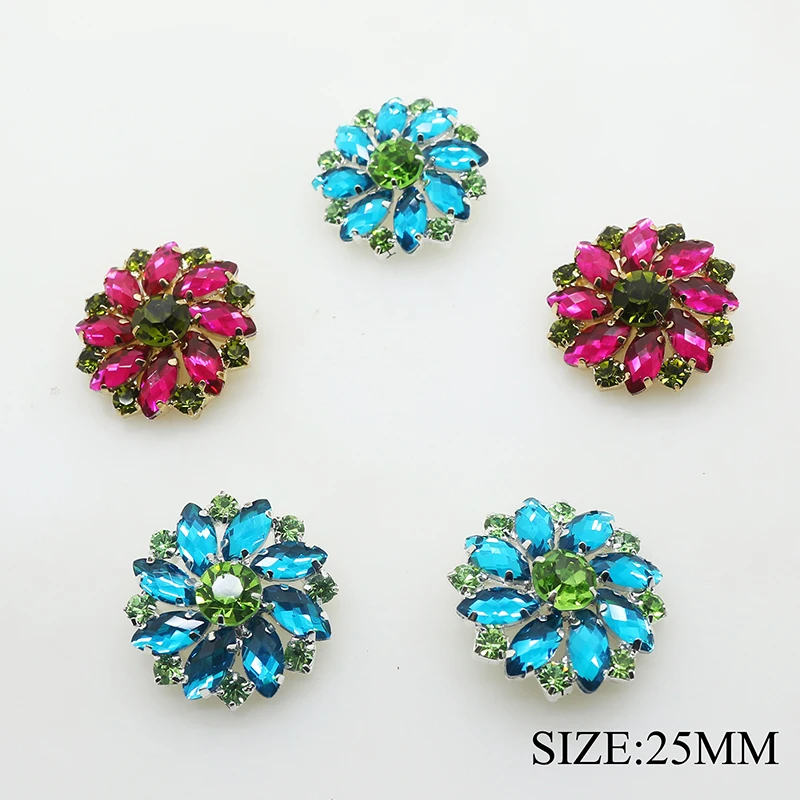 5 pcs/lot 25mm Chic Flower Colorful Rhinestone Buttons with Shank Crystal Bow Wedding Decoration Sewing DIY Jewelry Accessories
5 pcs/lot 25mm Chic Flower Colorful Rhinestone Buttons with Shank Crystal Bow Wedding Decoration Sewing DIY Jewelry Accessories