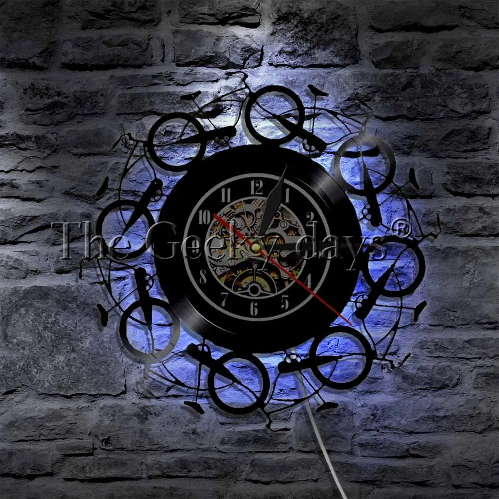 Retro Vintage Bike LED Lighting Color Changing Vinyl Record Wall Clock Cycling Bicycles Bike Wheel Home Decor Art
Retro Vintage Bike LED Lighting Color Changing Vinyl Record Wall Clock Cycling Bicycles Bike Wheel Home Decor Art