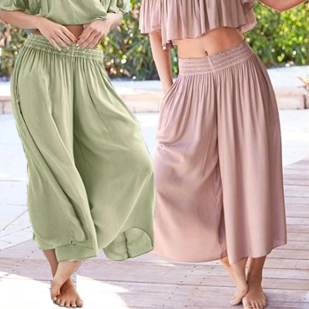 Casual Sexy Wide Leg Loose Pants Solid High Waist Elastic Pants women summer causal holiday pants zomerbroek dames 10#
Casual Sexy Wide Leg Loose Pants Solid High Waist Elastic Pants women summer causal holiday pants zomerbroek dames 10#