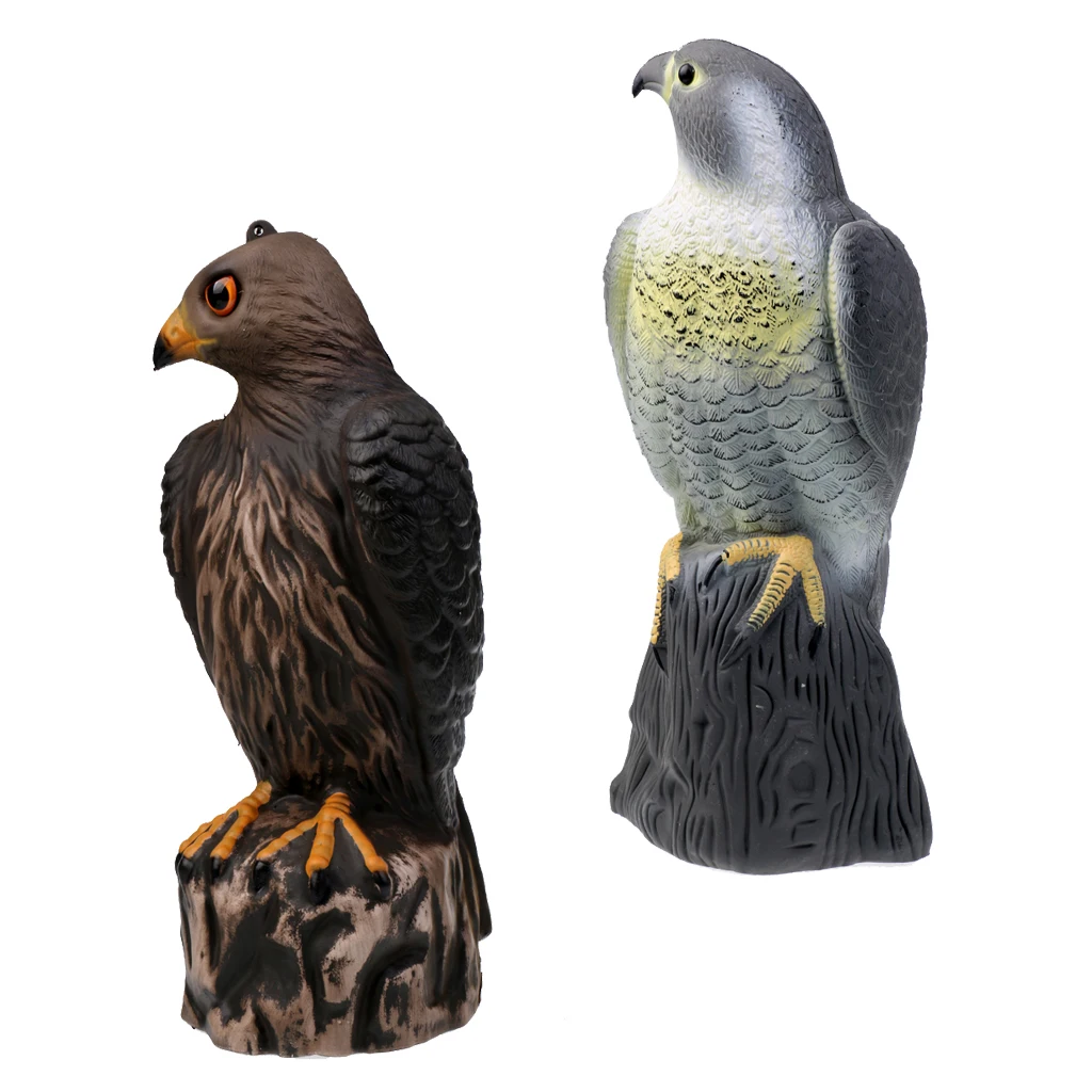 2 Pcs / Set 3D Standing Hunting Decoy Large Realistic Eagle Hawk Hunting Decorative Pest Bird Scarer Outdoor Garden Decor 2 Pcs / Set 3D Standing Hunting Decoy Large Realistic Eagle Hawk Hunting Decorative Pest Bird Scarer Outdoor Garden Decor