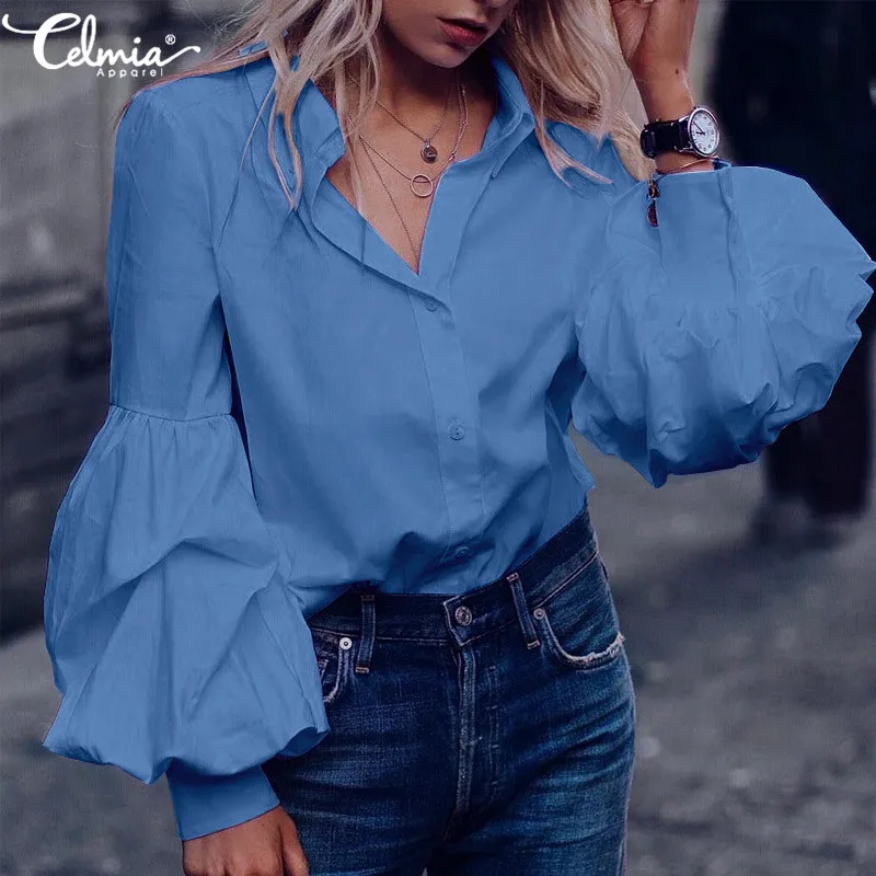 Vintage Casual Long Puff Sleeve Solid Blouse and Tops Celmia 2019 Autumn Loose Buttons Pleated Tunic Shirts Plus Size Blusas 5XL
Vintage Casual Long Puff Sleeve Solid Blouse and Tops Celmia 2019 Autumn Loose Buttons Pleated Tunic Shirts Plus Size Blusas 5XL