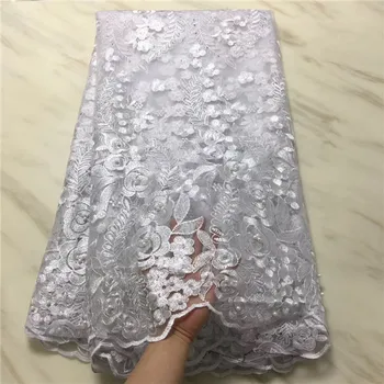 High Quality White french lace embroidery African tulle fabric with bead for wedding dress 5 yards
High Quality White french lace embroidery African tulle fabric with bead for wedding dress 5 yards