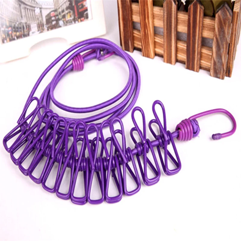 High quality elastic clothes line laundry folder metal windproof underwear socks clip 12Pcs Clotheslines Washing Line Hangers
High quality elastic clothes line laundry folder metal windproof underwear socks clip 12Pcs Clotheslines Washing Line Hangers