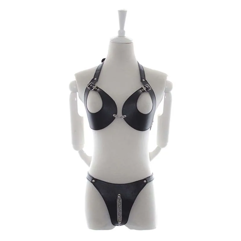 New Arrival Adjustable Lingerie Set Women Open Breast Halter Bra Punk G-string PU Leather Underwear Stripper Clubwear
New Arrival Adjustable Lingerie Set Women Open Breast Halter Bra Punk G-string PU Leather Underwear Stripper Clubwear