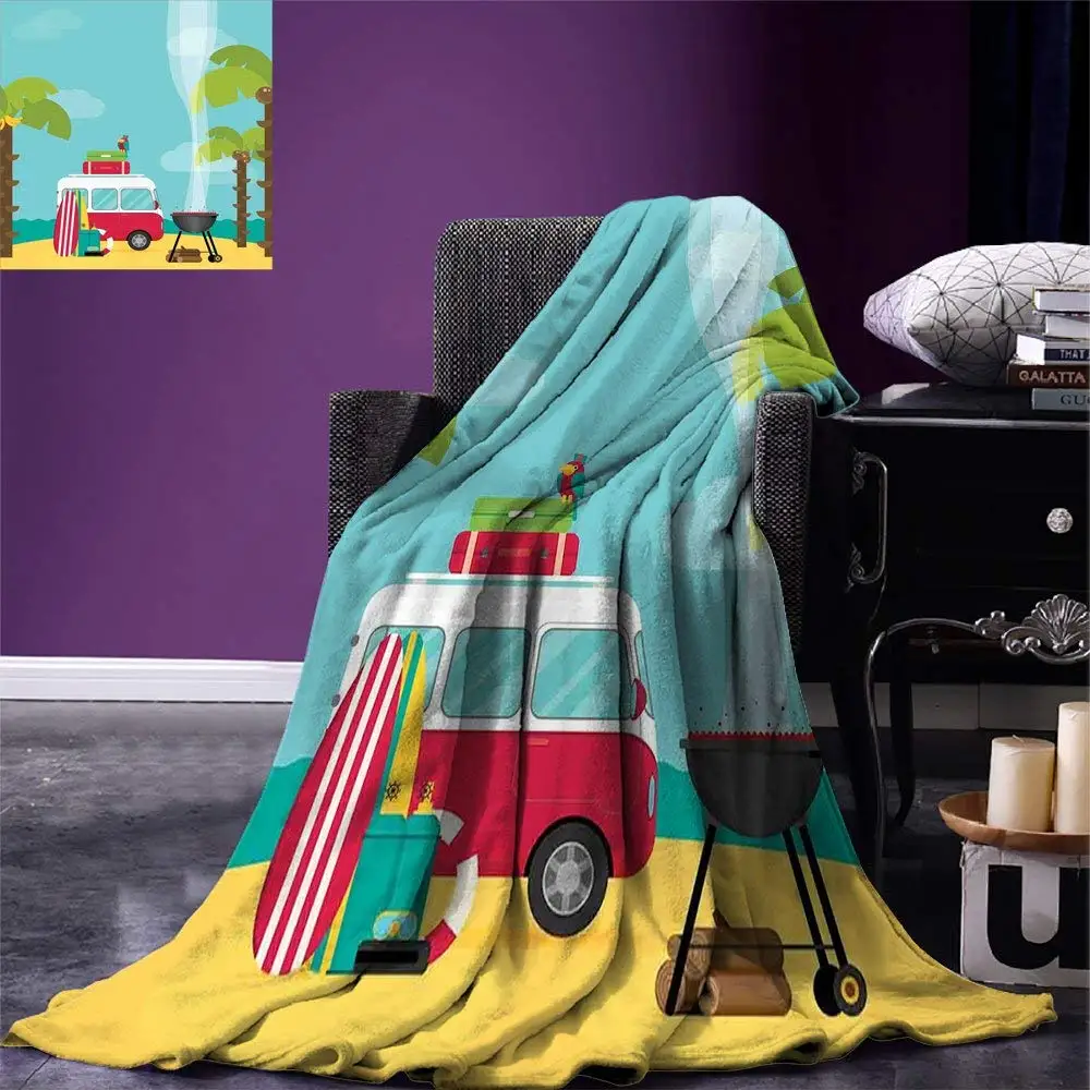 Blanket Caravan Camping with Barbeque and Surf Boards Tropical Beach Banana Coconut Trees Warm Rectangle Blanket
Blanket Caravan Camping with Barbeque and Surf Boards Tropical Beach Banana Coconut Trees Warm Rectangle Blanket