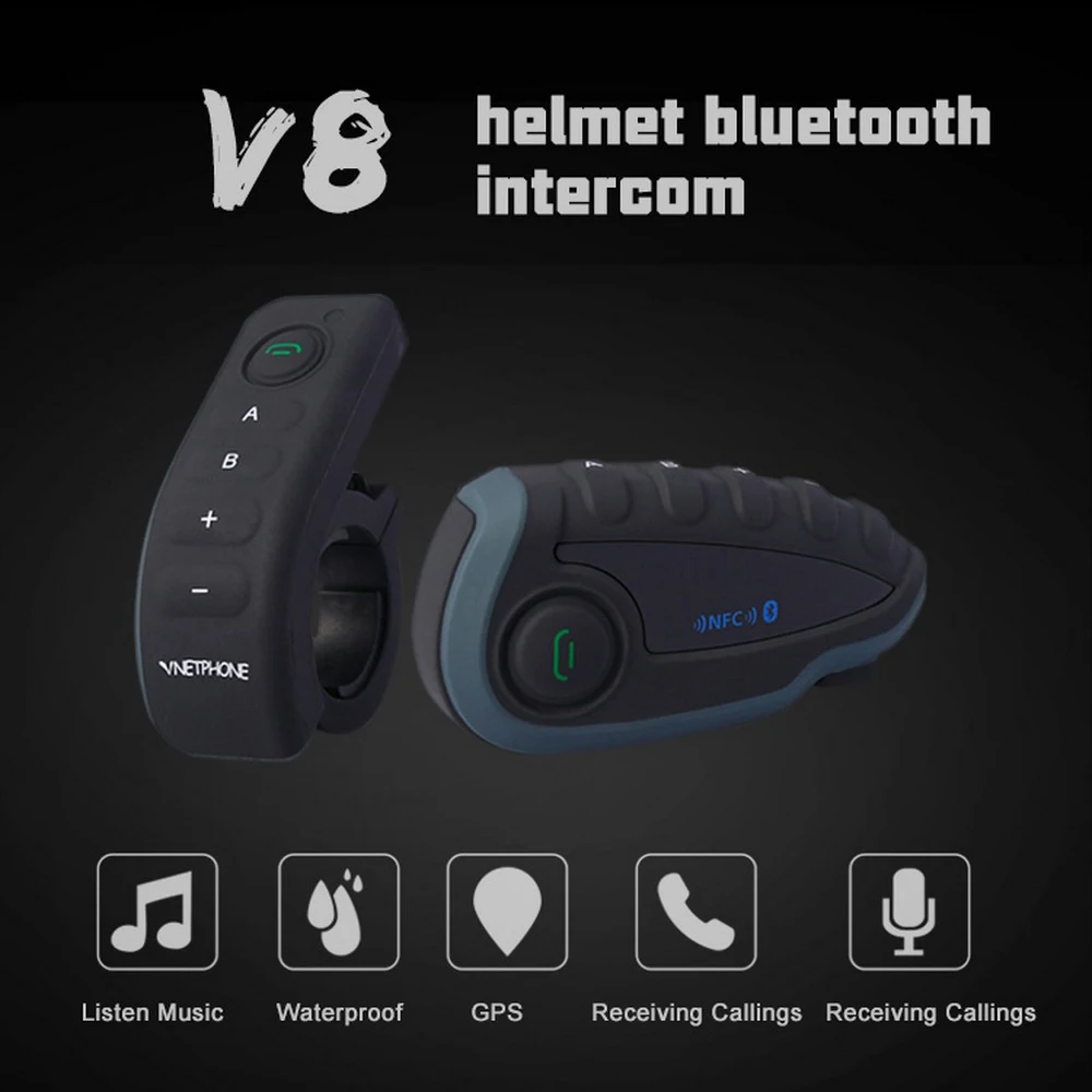 Intercom Motorcycle V8 Bluetooth Intercom/Song NFC Remote Control FM Waterproof 5 Walkie-talkie Duplex Wireless
Intercom Motorcycle V8 Bluetooth Intercom/Song NFC Remote Control FM Waterproof 5 Walkie-talkie Duplex Wireless