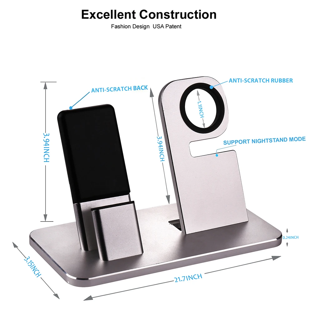 2 In 1 Aluminium Holder Detachable Desktop Charging Stand Bracket For Apple Watch For iPhone Cell Phone Tablet
2 In 1 Aluminium Holder Detachable Desktop Charging Stand Bracket For Apple Watch For iPhone Cell Phone Tablet