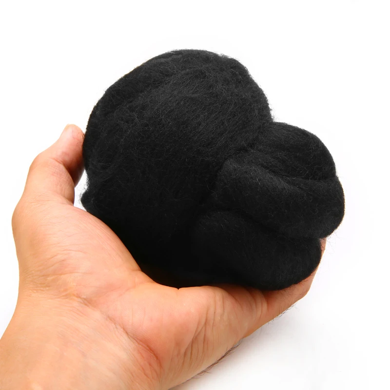 50g Black Dyed Wool Tops Roving Felting Wool Fibre Wool For Needle Felting Hand Spinning DIY Sewing Craft