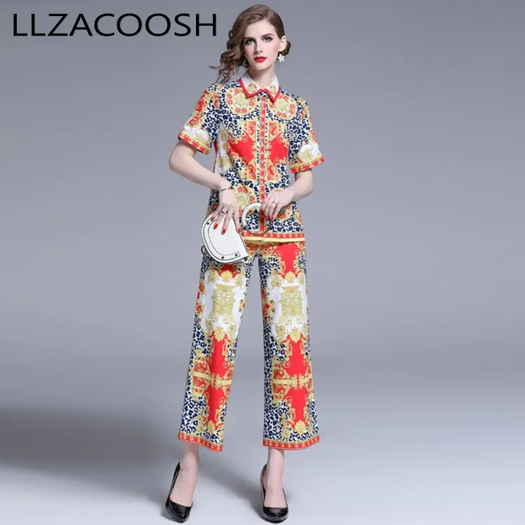 Fashion Runway Designer 2 Piece Set Women's turn down collar shirt Top + Retro Leopard Printed Pants Set
Fashion Runway Designer 2 Piece Set Women's turn down collar shirt Top + Retro Leopard Printed Pants Set