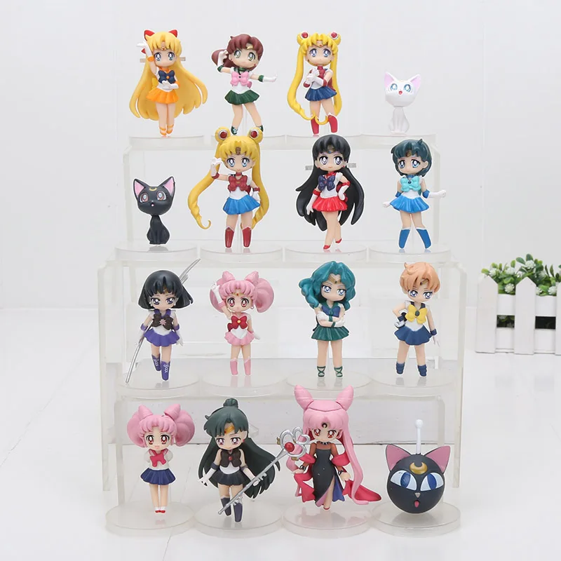 16Pcs/Lot Anime Sailor Moon Figures Tsukino Usagi Sailor Mars Mercury Jupiter Venus Saturn Figure Toy PVC Model Dolls 6~7cm
16Pcs/Lot Anime Sailor Moon Figures Tsukino Usagi Sailor Mars Mercury Jupiter Venus Saturn Figure Toy PVC Model Dolls 6~7cm