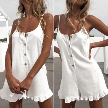 Women Spaghetti Strap Button Down Ruffles Jumpsuit Shorts Playsuits for Summer HSJ88
Women Spaghetti Strap Button Down Ruffles Jumpsuit Shorts Playsuits for Summer HSJ88