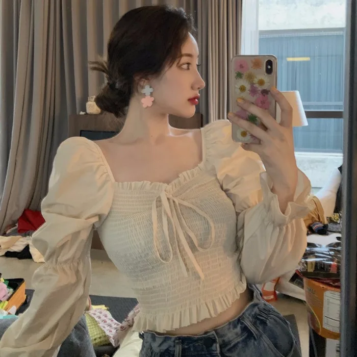 Fancy Princess Shirt Women Blouse Fitness Pleats Elastic Square Neck Lantern Sleeve Top Chemise Femme Chemisier Blusa Mujer
Fancy Princess Shirt Women Blouse Fitness Pleats Elastic Square Neck Lantern Sleeve Top Chemise Femme Chemisier Blusa Mujer