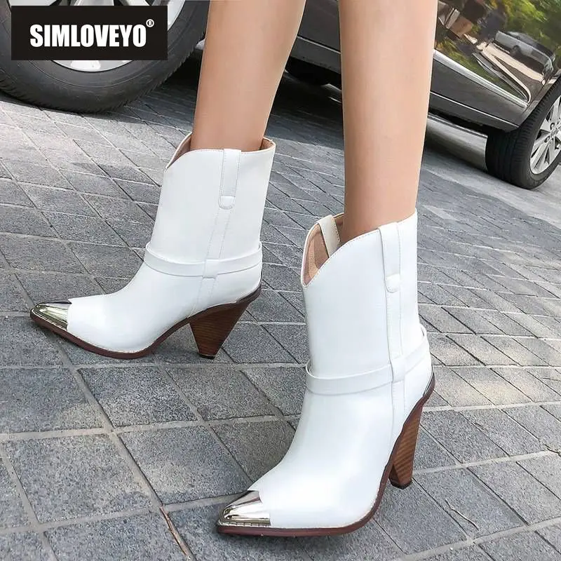 SIMLOVEYO Plus size 34-44 Genuine leather Cowboy boots women metal pointed toe high heels autumn winter snake ankle boots B1537
SIMLOVEYO Plus size 34-44 Genuine leather Cowboy boots women metal pointed toe high heels autumn winter snake ankle boots B1537