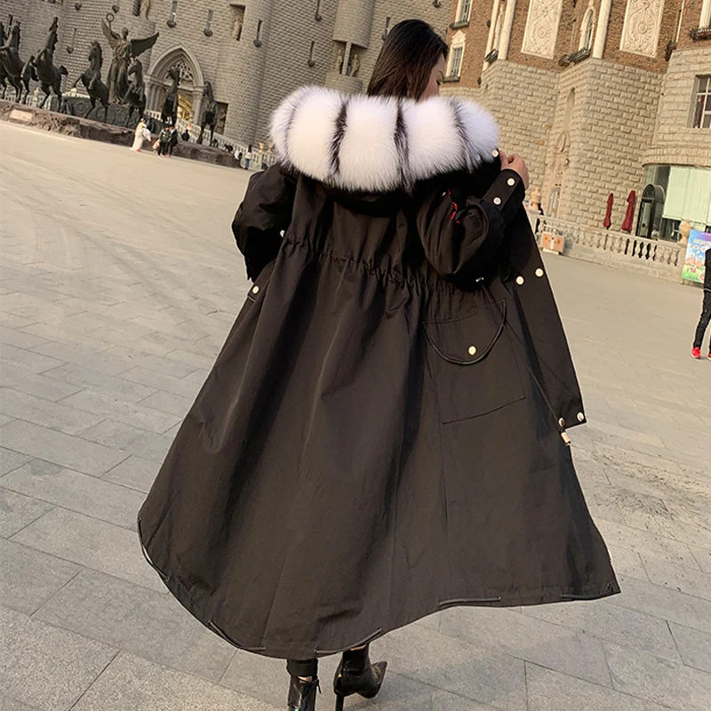 Women real mink fur liner parka coat long hooded overcoat raccoon fur plump fur collar long sleeve slim female big outerwear
Women real mink fur liner parka coat long hooded overcoat raccoon fur plump fur collar long sleeve slim female big outerwear