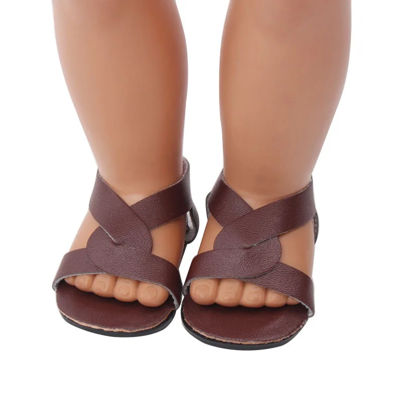 Dolls shoes American Summer Sandal PU shoe baby toys fit 18 inch Girl and 43 cm baby doll accessories (17)