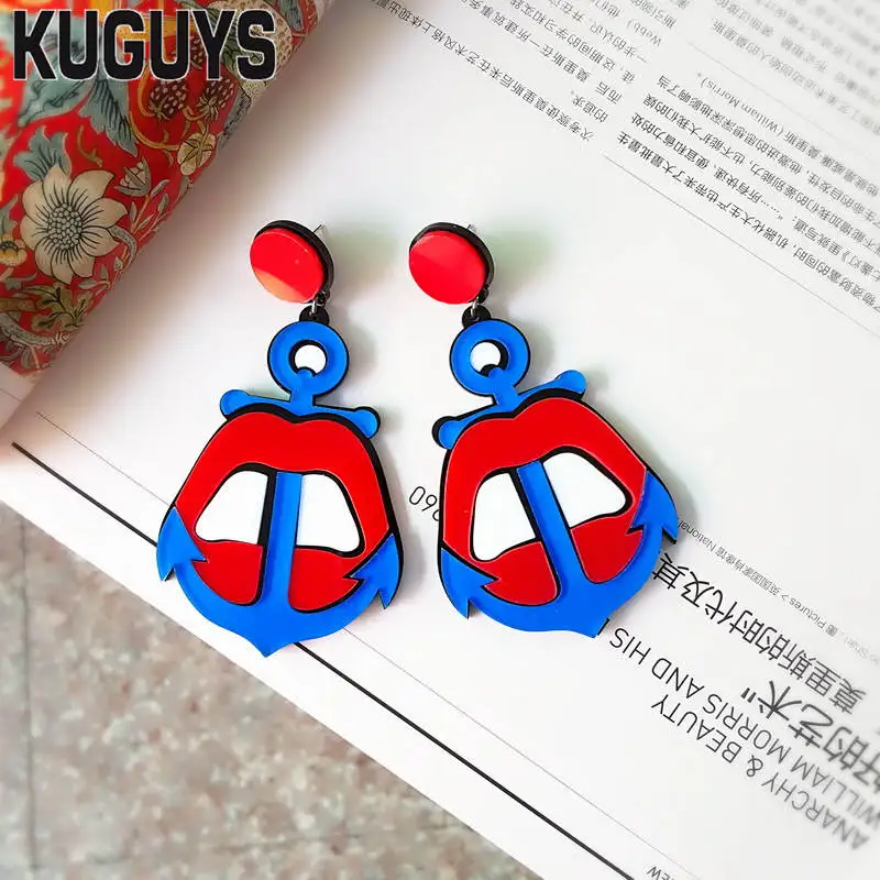KUGUYS Red Lip Boat Drop Earrings for Womans Mans HipHop Rock Dangle Earring Pendientes Brincos Fashion Acrylic Jewelry Custom
KUGUYS Red Lip Boat Drop Earrings for Womans Mans HipHop Rock Dangle Earring Pendientes Brincos Fashion Acrylic Jewelry Custom