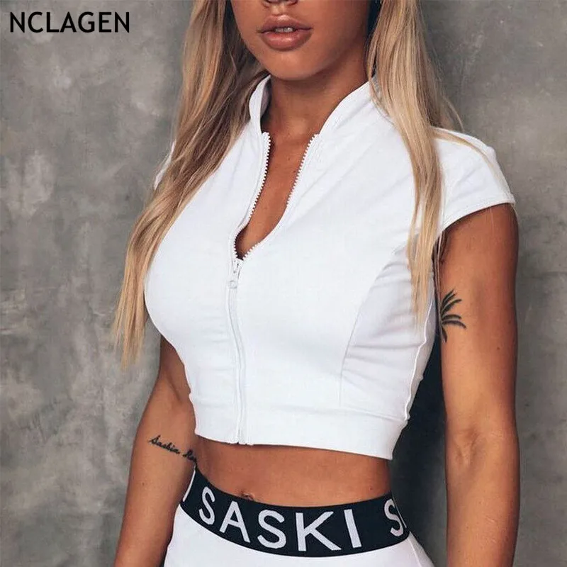 NCLAGEN 2019 Women Sexy Pure Color Running Zipper Tanks Yogaings Sudadera Camisole Vest Female Slim Sporting Camis Cropped Tops
NCLAGEN 2019 Women Sexy Pure Color Running Zipper Tanks Yogaings Sudadera Camisole Vest Female Slim Sporting Camis Cropped Tops