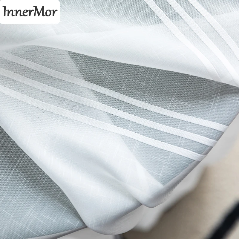 Innermor White vertical Striped Tulle Curtains For Living room Solid Curtains for bedroom soft curtains for Kitchen Customized
Innermor White vertical Striped Tulle Curtains For Living room Solid Curtains for bedroom soft curtains for Kitchen Customized